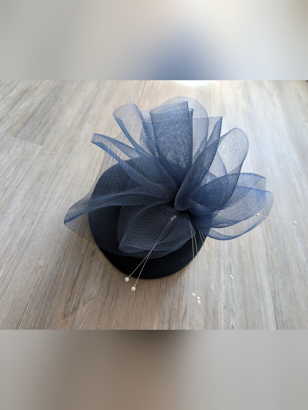 Navy Wool Fascinator Hat - Kentucky Derby!